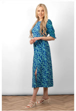 Load image into Gallery viewer, Hazel Midi Tea Dress (Blue &amp; Green)