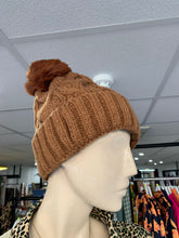 Load image into Gallery viewer, Chunky Cable Lined Bobble Hat (various colours)