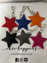 Load image into Gallery viewer, Leather Star Keyring Pendant (various colours)