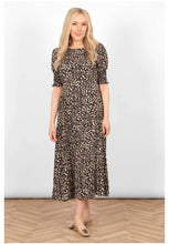 Load image into Gallery viewer, Hazel Midi Tea Dress (Neutral Leopard)