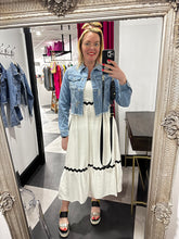 Load image into Gallery viewer, Mid Length Cropped Denim Jacket - chichappensboutique