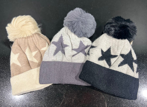 Star Bobble Hat (various colours) - chichappensboutique