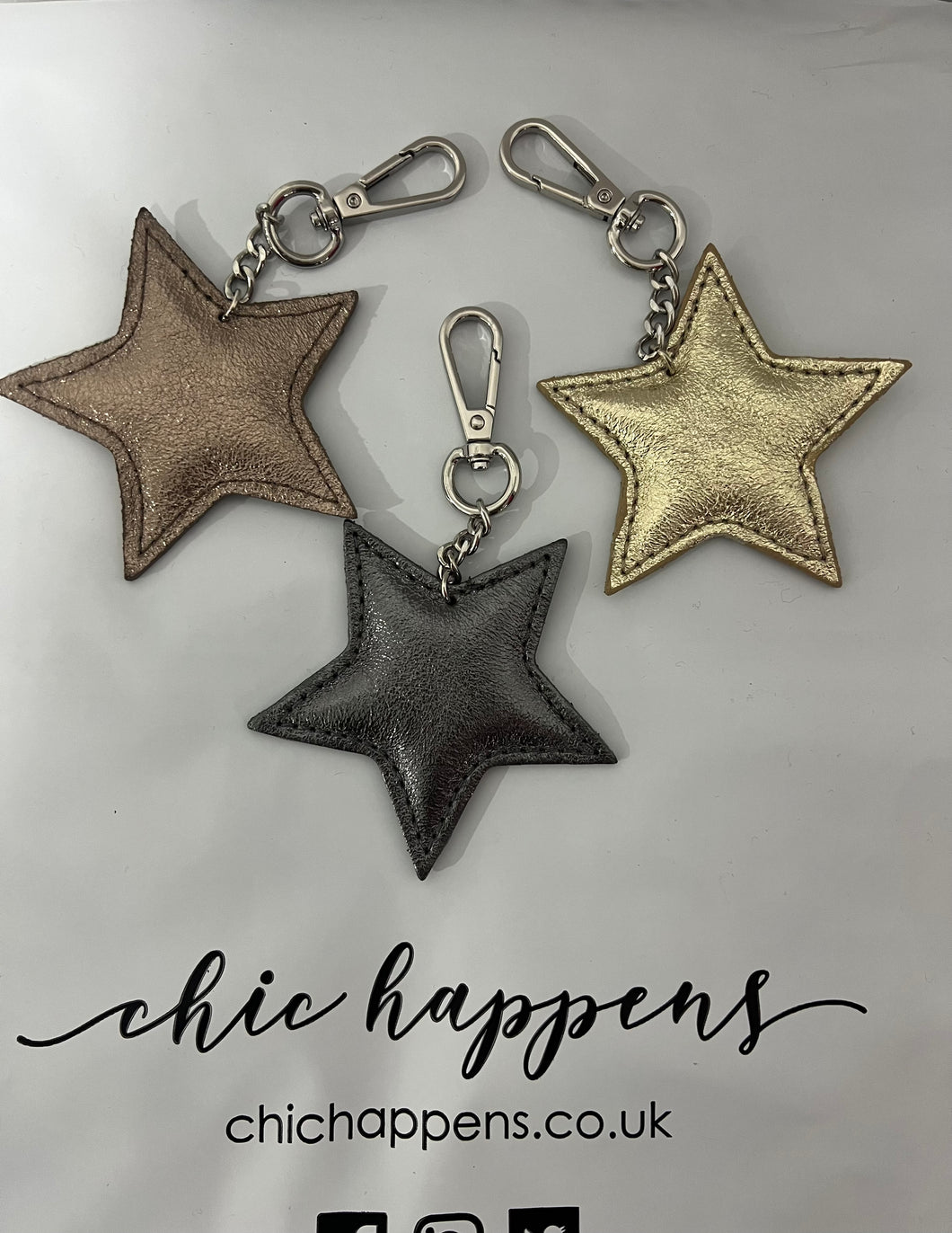 Leather Star Keyring Pendant (various colours)