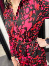 Load image into Gallery viewer, Fuchsia Abstract Leopard Shirt Dress