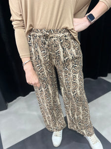 Wide Leg Snake Print Trousers