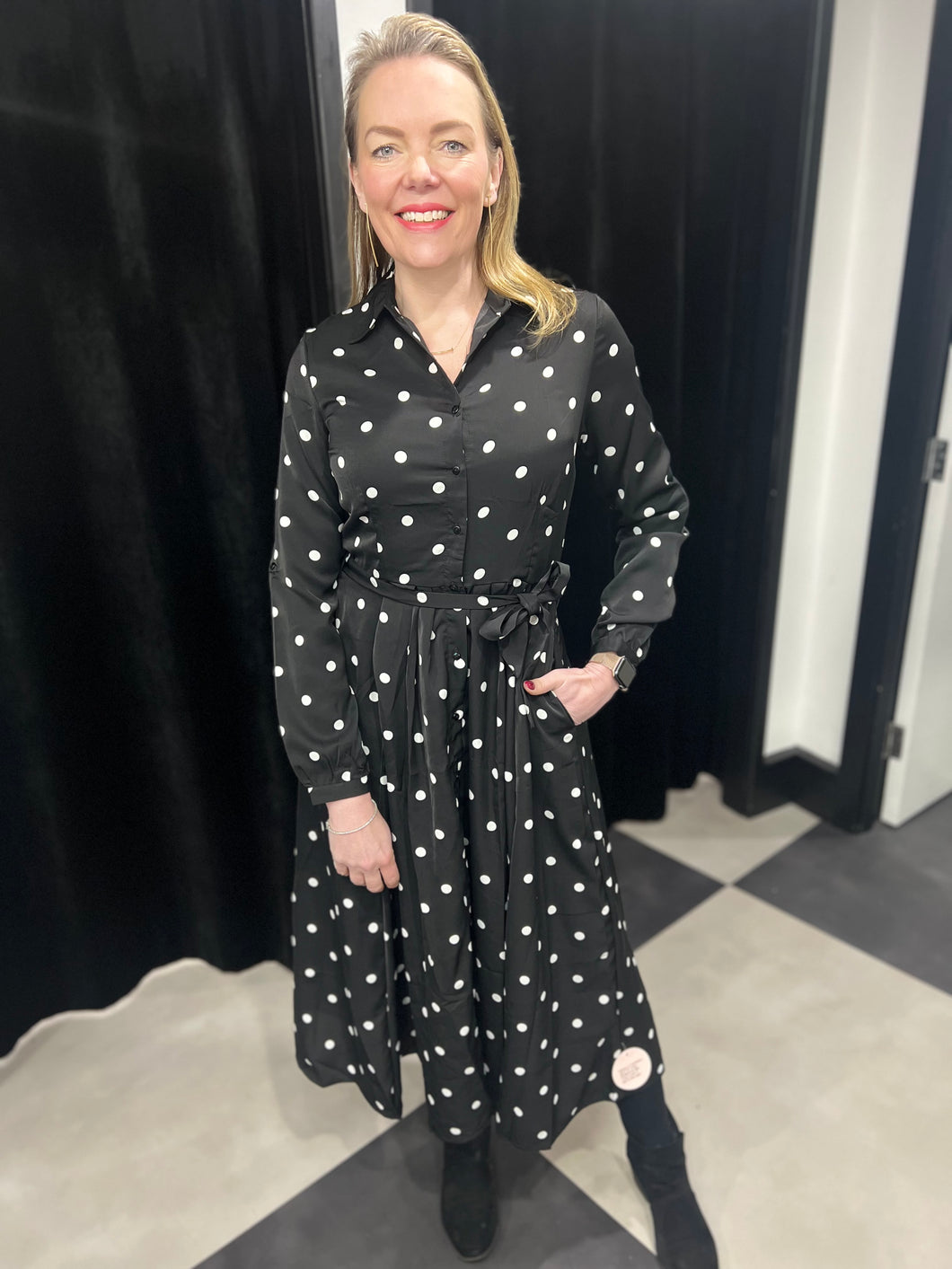 The Eloise Polka Shirt Dress