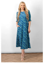 Load image into Gallery viewer, Hazel Midi Tea Dress (Blue &amp; Green)