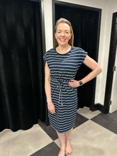 Load image into Gallery viewer, Navy Breton Stripe Jersey Dress