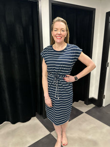 Navy Breton Stripe Jersey Dress