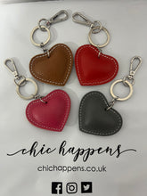 Load image into Gallery viewer, Leather Heart Keyring Pendant (various colours)