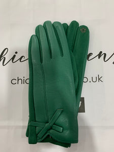 Bow Detail Faux Leather Gloves (various colours)