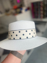 Load image into Gallery viewer, Emily Straw Polka Trim Hat (various colours) - chichappensboutique
