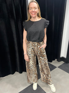 Leopard Print Wide Leg Trouser