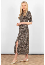 Load image into Gallery viewer, Hazel Midi Tea Dress (Neutral Leopard)