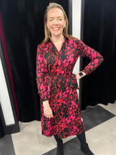 Load image into Gallery viewer, Fuchsia Abstract Leopard Shirt Dress