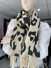 Load image into Gallery viewer, Large Leopard Cashmere Blend Scarf (various colours)