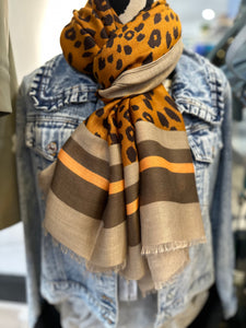 Animal Stripe Contrast Scarf (various colours)