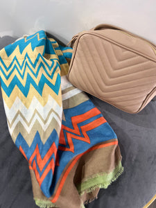 MD Soft Chevron Crossbody & Zig Zag Scarf