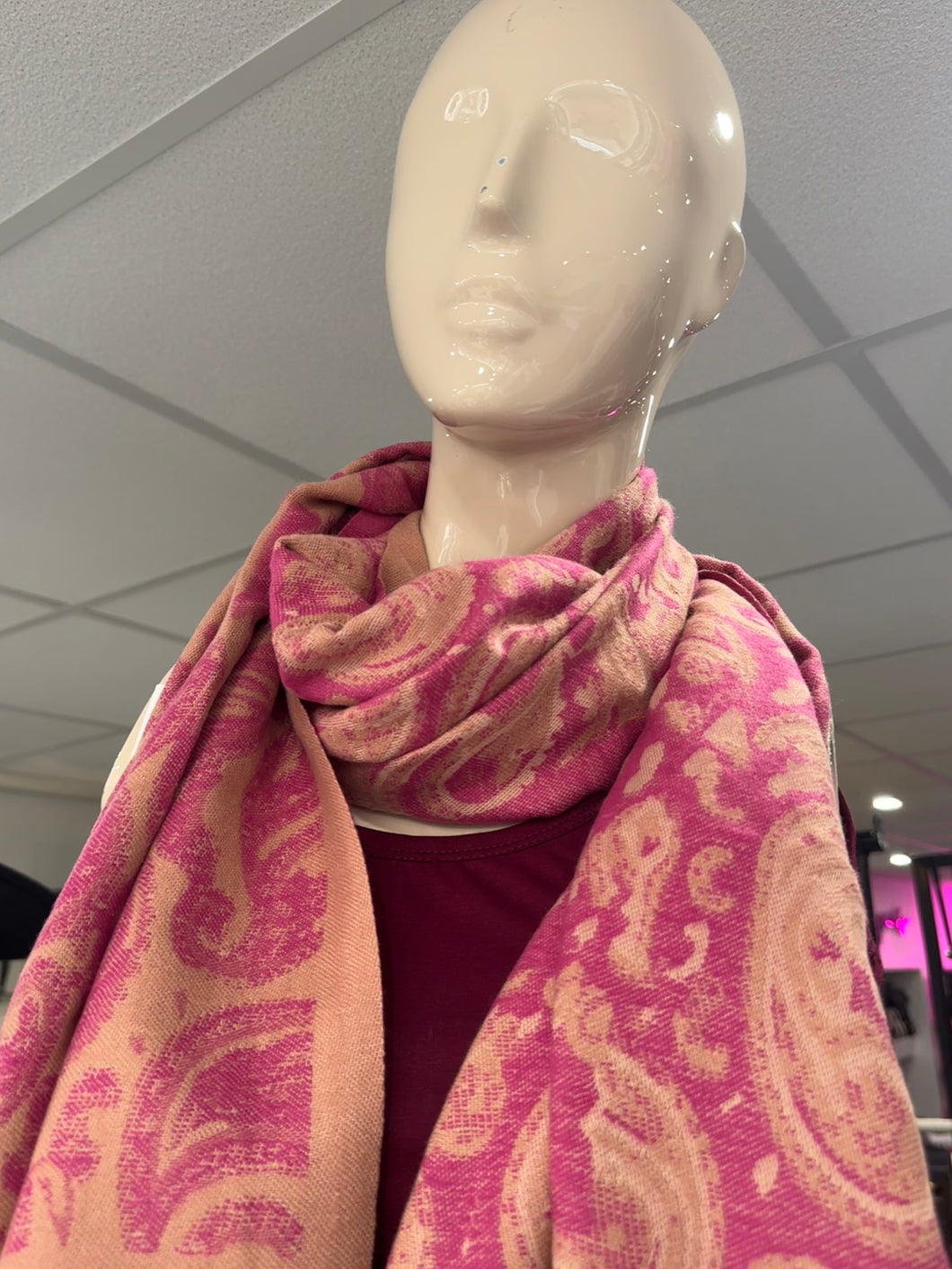 Paisley Print Fringed Scarf (various colours)