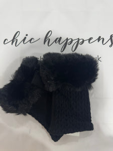 Faux Fur Edged Fingerless Gloves (various colours)