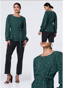 Green & White Speckled Top