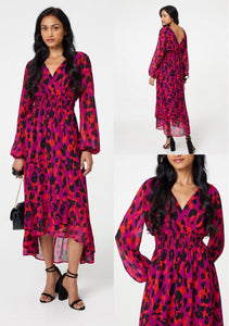 Magenta & Red Leopard Dress