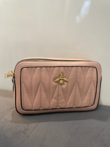 Pale Pink Quilted Bee Cross Body Bag