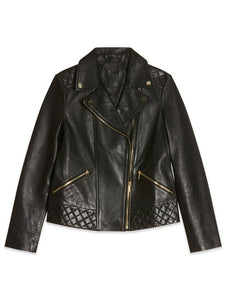 Black Quilted Leather Biker Jacket - chichappensboutique