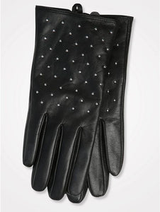 Black Leather Stud Gloves - chichappensboutique