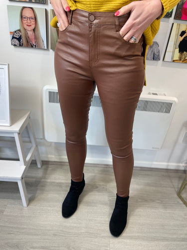 Leather Look Jeans (Chestnut) - chichappensboutique